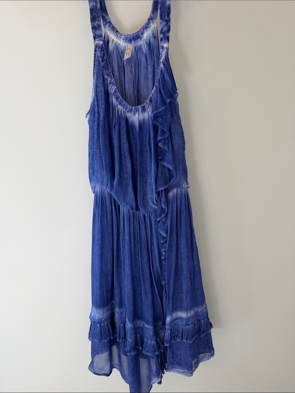 Free People Blue Tie Dye Ruffle Sundress Size S Boho Dress